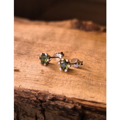 Stříbrné náušnice s vltavíny P32 0063