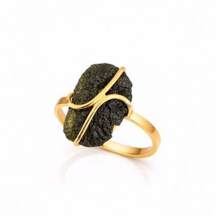 Zlatý prsten s vltavínem P27 0003