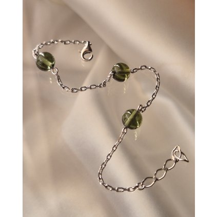 Stříbrný náramek s vltavíny P33 0002