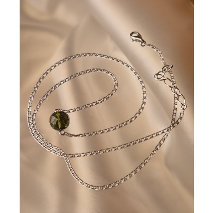 Stříbrný náhrdelník s vltavínem P340001