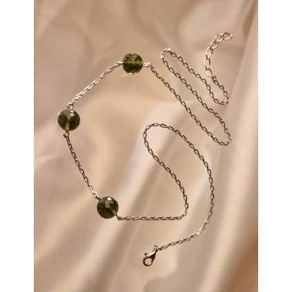 Stříbrný náhrdelník s vltavíny P34 0004