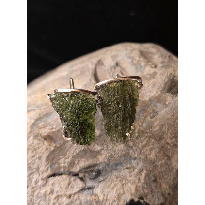 Stříbrné náušnice s vltavíny P36 0059