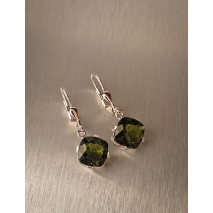 Stříbrné náušnice s vltavíny P32 0064