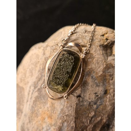 Stříbrný náhrdelník s vltavínem P39 0005