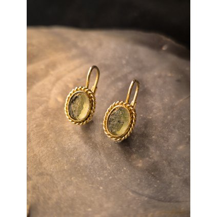 Zlaté náušnice s vltavíny P20 0052