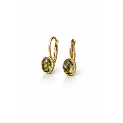 Zlaté náušnice s vltavínem P20 0035