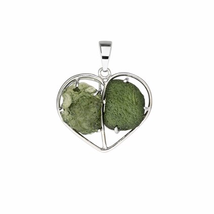 Stříbrný přívěsek s vltavínem srdce 37 0379