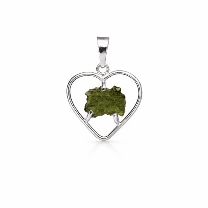 Stříbrný přívěsek s vltavínem srdce 37 0382