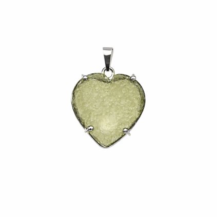 Stříbrný přívěsek s vltavínem srdce 37 0392