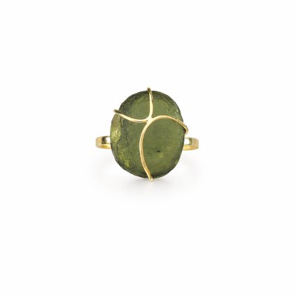 Zlatý prsten s vltavínem 27 0090