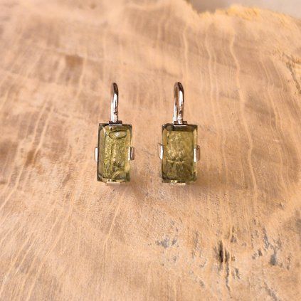 Stříbrné náušnice s vltavíny P32 0051