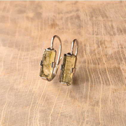 Stříbrné náušnice s vltavíny P32 0155