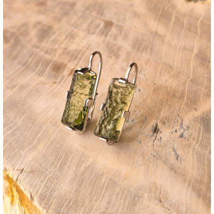 Stříbrné náušnice s vltavíny P32 0149