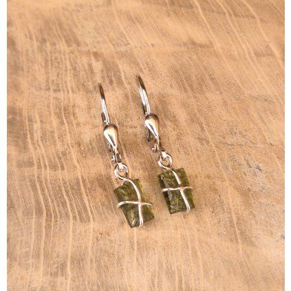 Stříbrné náušnice s vltavíny P32 0156