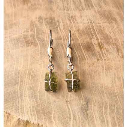 Stříbrné náušnice s vltavíny P32 0158