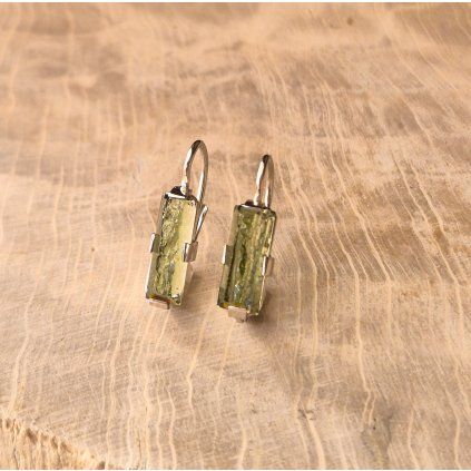 Stříbrné náušnice s vltavíny P32 0153