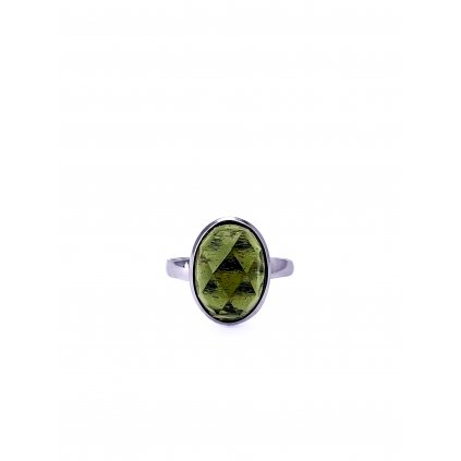 Moldavite ring in white gold 2000028090005