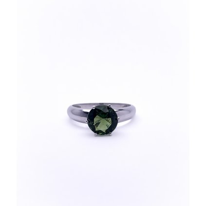 Stříbrný prsten s broušeným vltavínem, diamantový výbrus  P2000287710003
