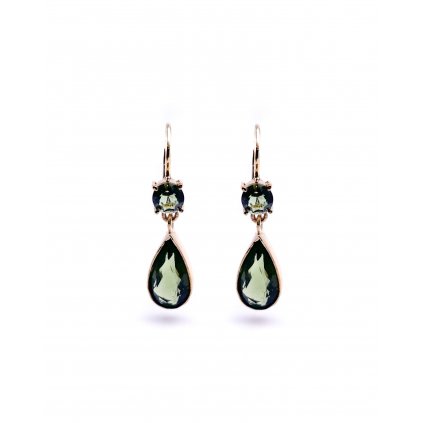 Moldavite earring in gold 2000275890007