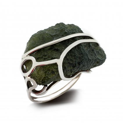 Stříbrný prsten s neopracovaným vltavínem 2000295550004