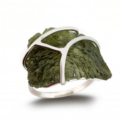 Stříbrný prsten s neopracovaným vltavínem 2000295710002