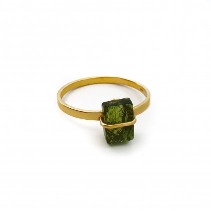 Moldavite ring in gold 2000307630007