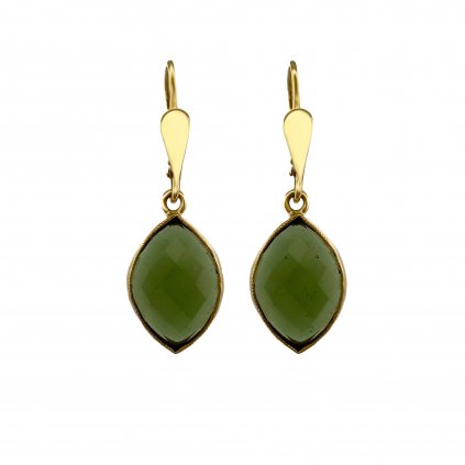 Moldavite earring in gold 2000307290003