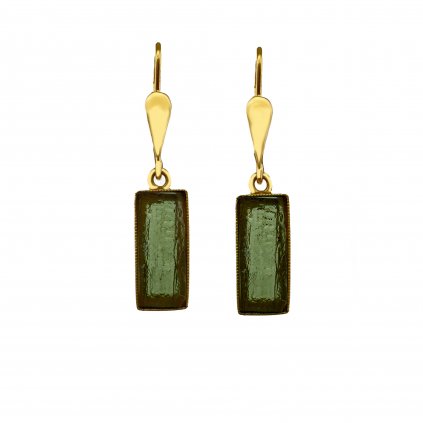 Moldavite earring in gold 2000307520001
