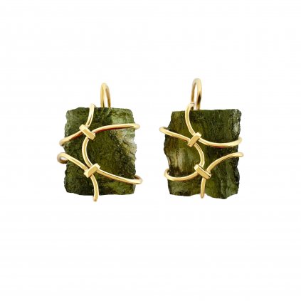 Moldavite earring in gold 2000124100004