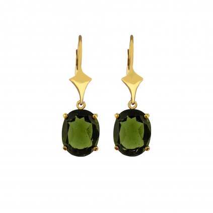Moldavite earring in gold 2000278860007