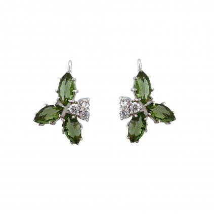 Moldavite earring in silver with zirconia 2000261450000