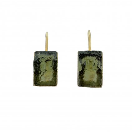 Moldavite earring in gold 2000314070001