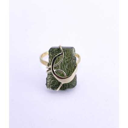 Moldavite ring in gold 2000091530002