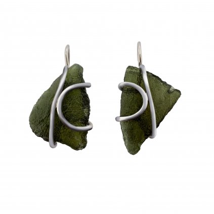 Silver earrings with Moldavite 2000198080004