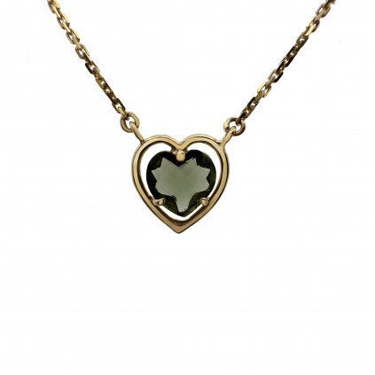 Zlatý náhrdelník s vltavínem,srdce 2000321790008