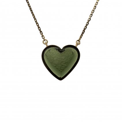 Zlatý náhrdelník s vltavínem - srdce P2000327540003