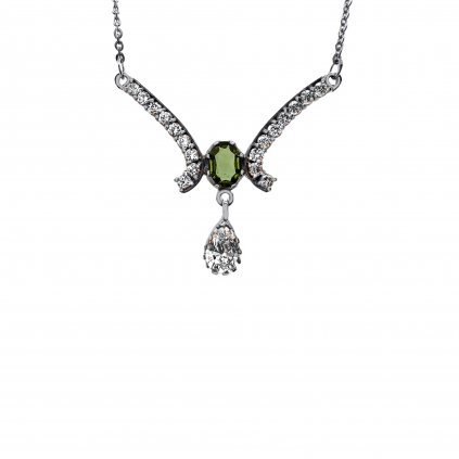 Stříbrný náhrdelník s vltavínem P2000143430007