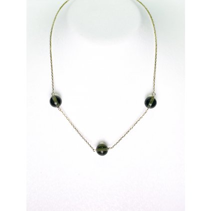 Zlatý náhrdelník s broušenými vltavíny P23 0025