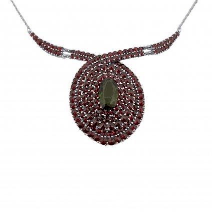 Stříbrný náhrdelník s vltavíny 2000086090009