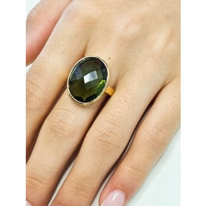 Zlatý prsten s vltavínem P2000282850001