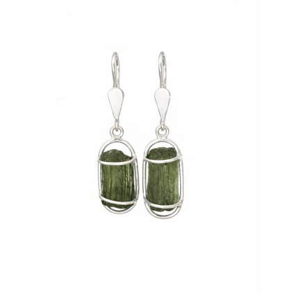 Silver earrings with Moldavite P2000325770006