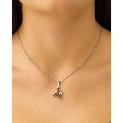 Stříbrný přívěsek s vltavíny a zirkony P2000302210006