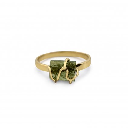 Gold ring with Moldavite 2000323900009