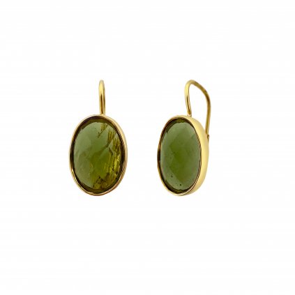 Gold earrings with Moldavite 2000328070004