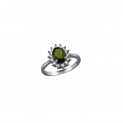 Moldavite ring in silver with zirconia 2000328330009