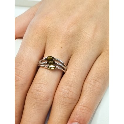 Stříbrný prsten s vltavíny P2000288030001