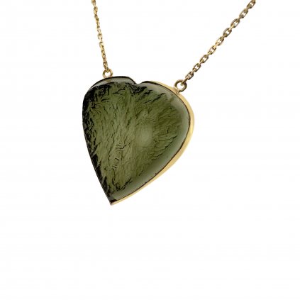 Zlatý náhrdelník s vltavínem, srdce, polobrus 2000331020003