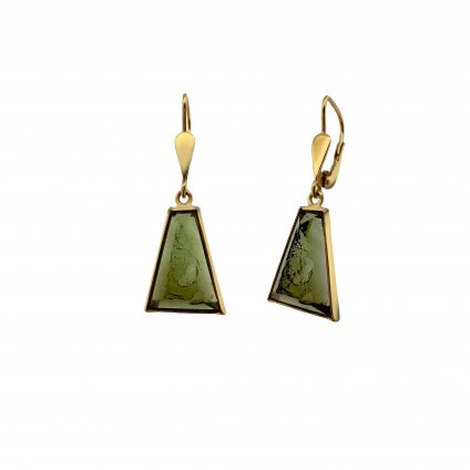 Gold earrings with Moldavite 26 0025