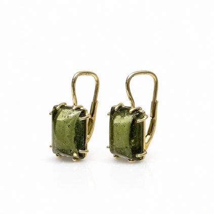 Gold earrings with Moldavite 2000331070008