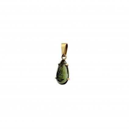 Gold pendant with Moldavite, semi-cut 2000331260003